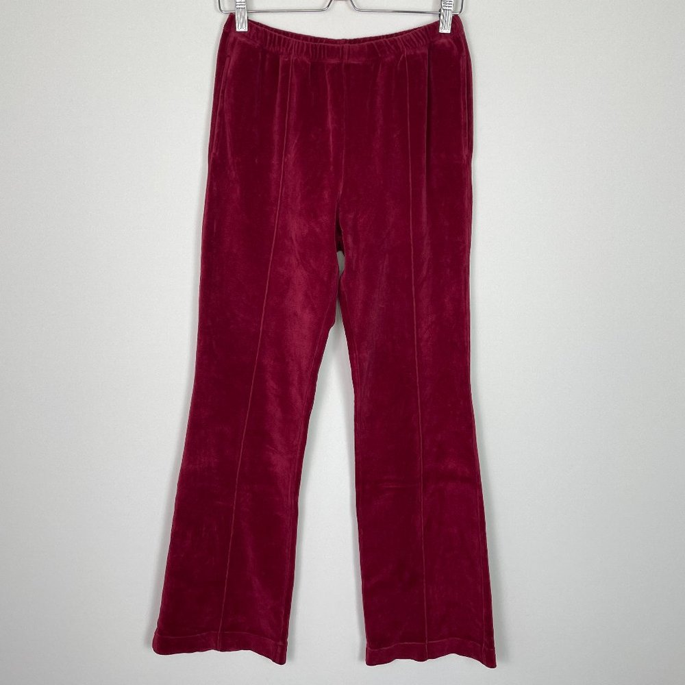 Re/Done Velour Loose Flare Pull On Trouser Pants Red